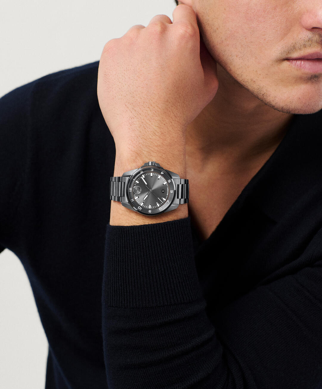 Movado Bold Verso Quartz, Grey Dial, 42mm Grey PVD Case, Bracelet