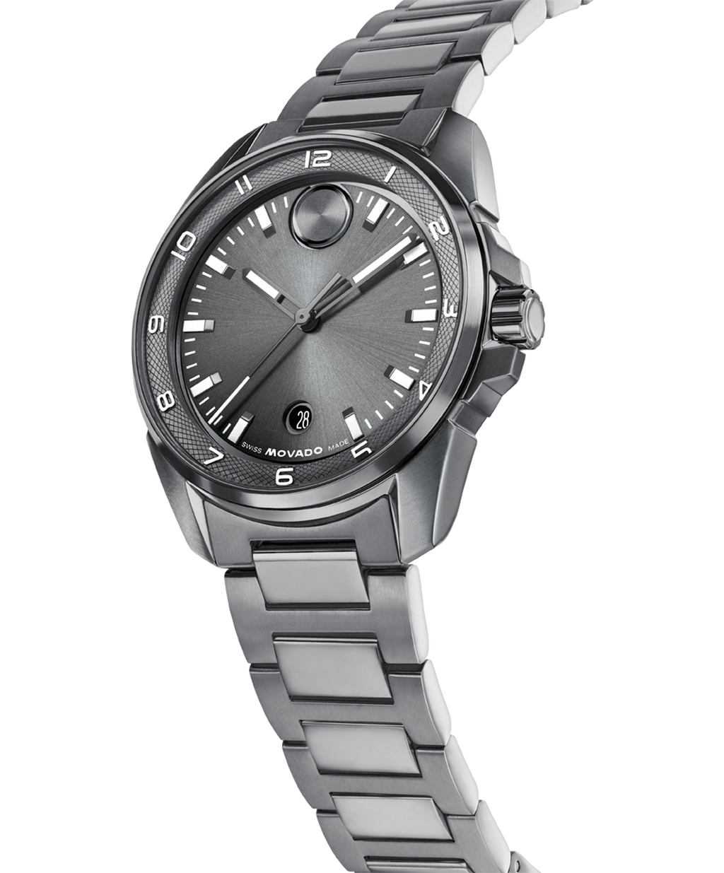 Movado Bold Verso Quartz, Grey Dial, 42mm Grey PVD Case, Bracelet