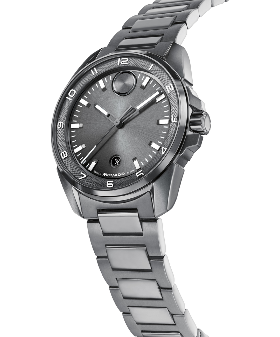 Movado Bold Verso Quartz, Grey Dial, 42mm Grey PVD Case, Bracelet