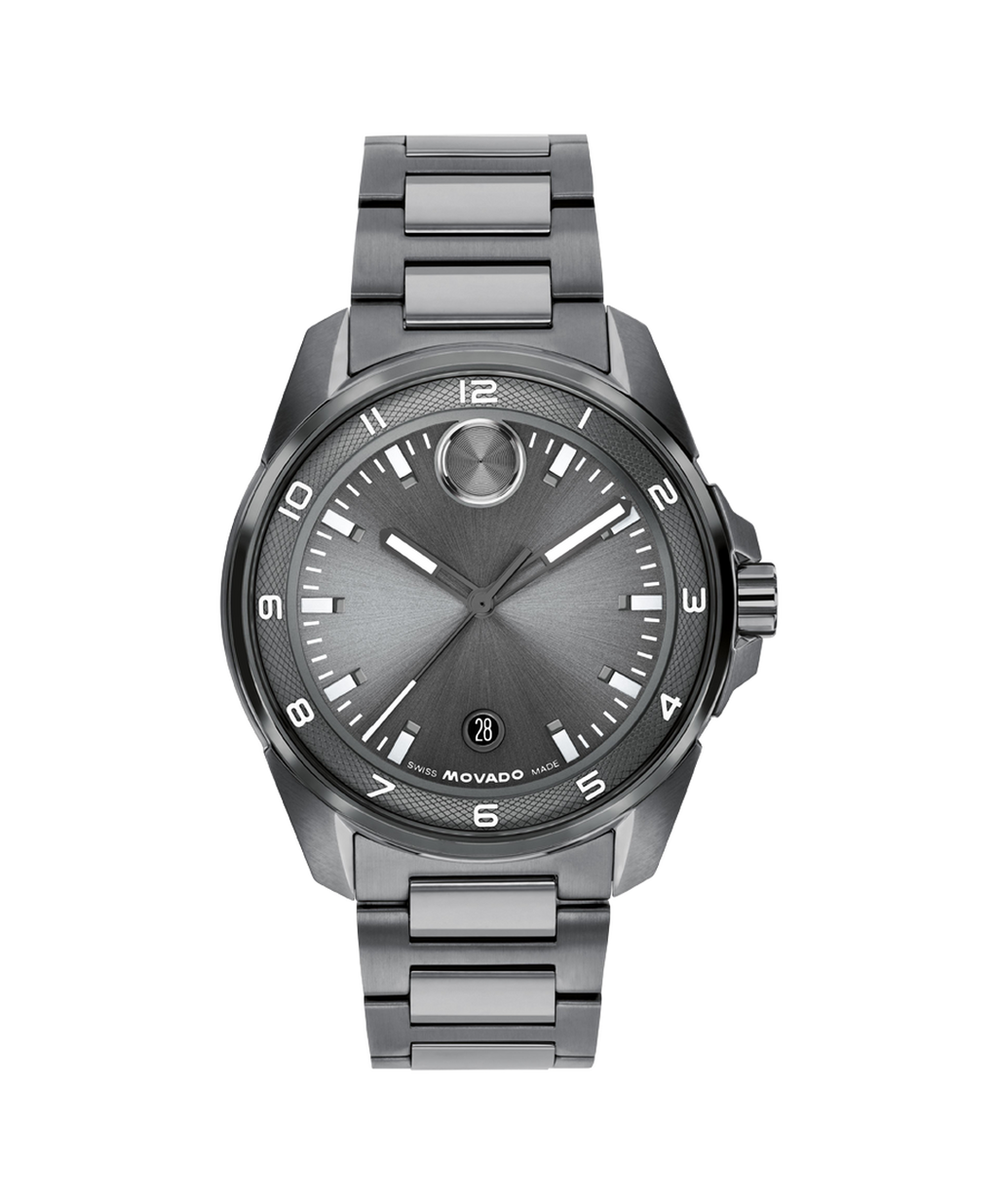 Movado Bold Verso Quartz, Grey Dial, 42mm Grey PVD Case, Bracelet