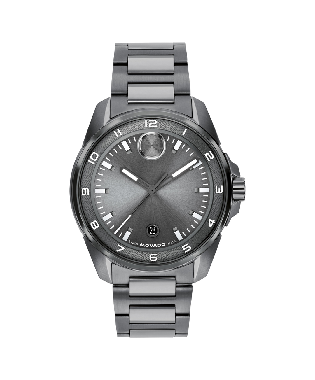 Movado Bold Verso Quartz, Grey Dial, 42mm Grey PVD Case, Bracelet