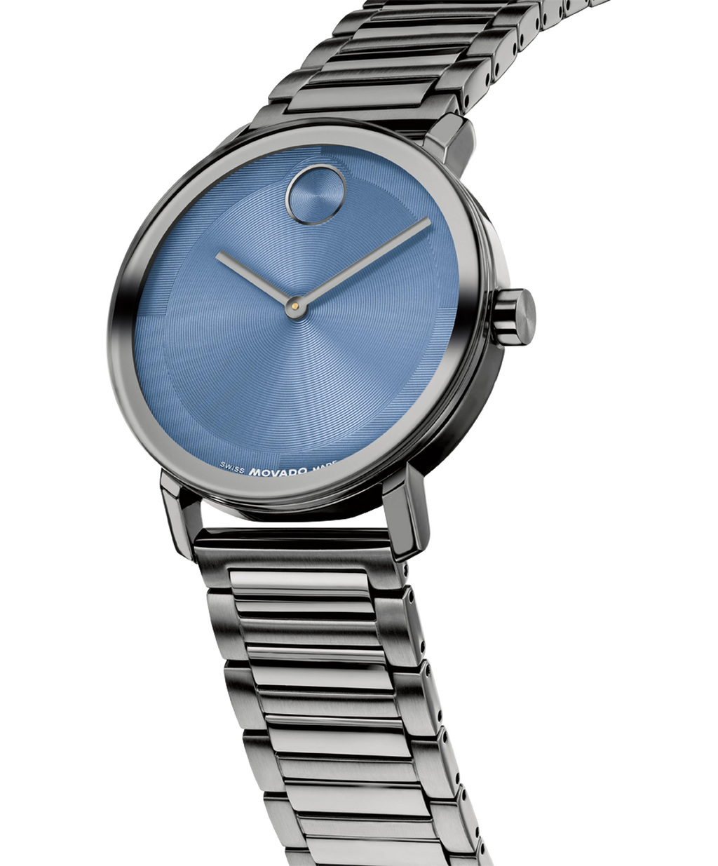 Movado Bold Evolution, Quartz, Blue Dial, 40mm Grey PVD Case, Bracelet