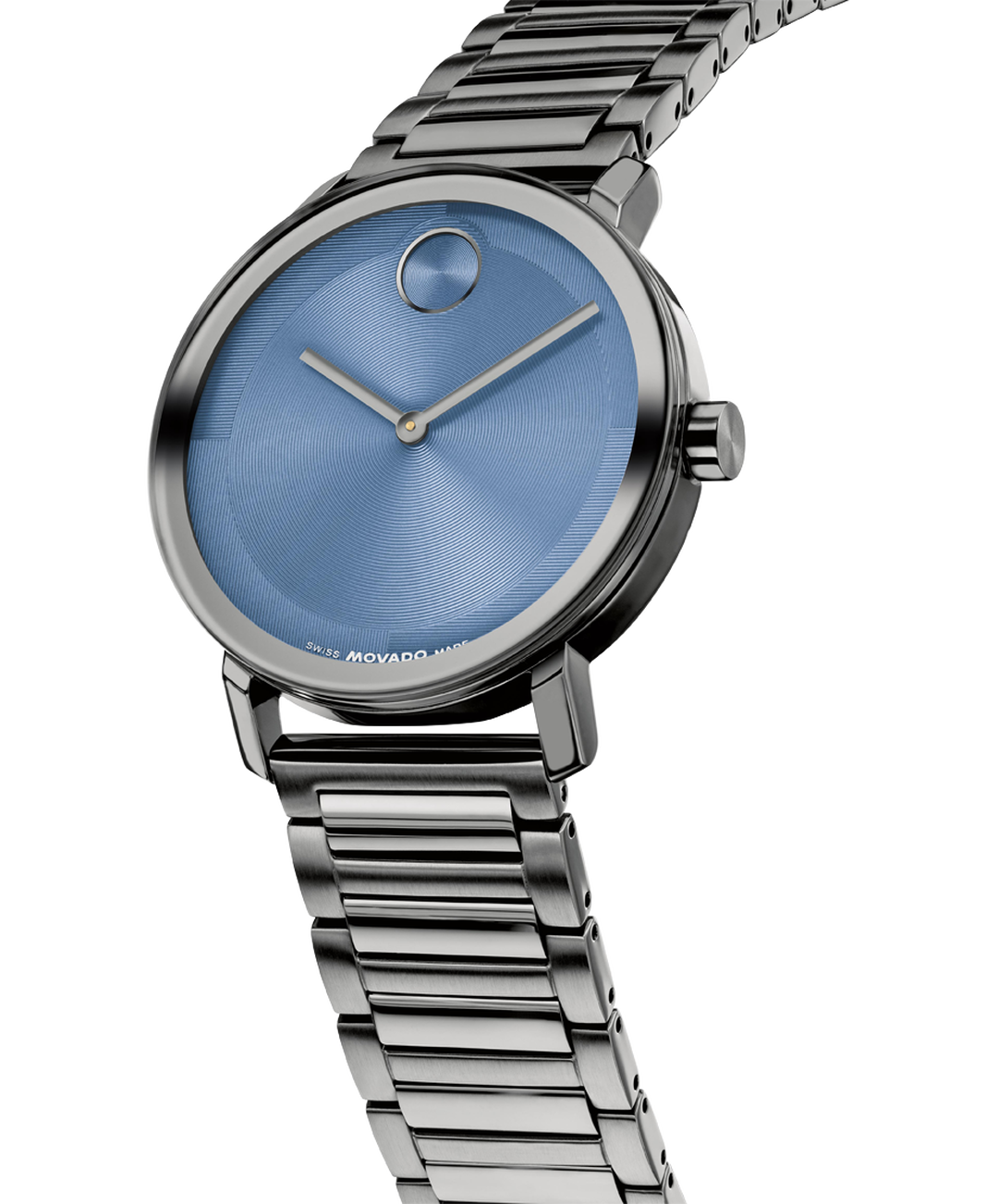 Movado Bold Evolution, Quartz, Blue Dial, 40mm Grey PVD Case, Bracelet