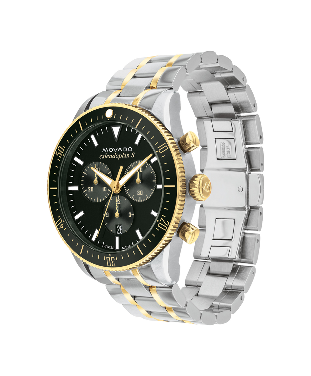 Heritage Calendoplan S Chronograph, Green Dial, Green Dive Bezel, 42mm Gold PVD Stainless Steel Case, Bracelet