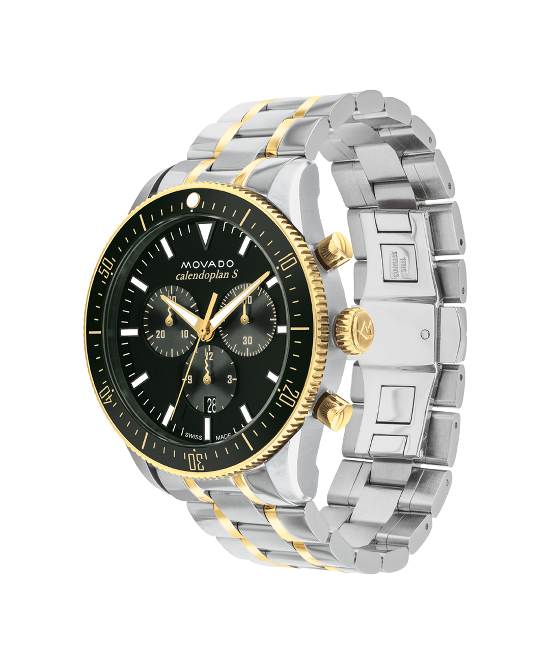 Heritage Calendoplan S Chronograph, Green Dial, Green Dive Bezel, 42mm Gold PVD Stainless Steel Case, Bracelet