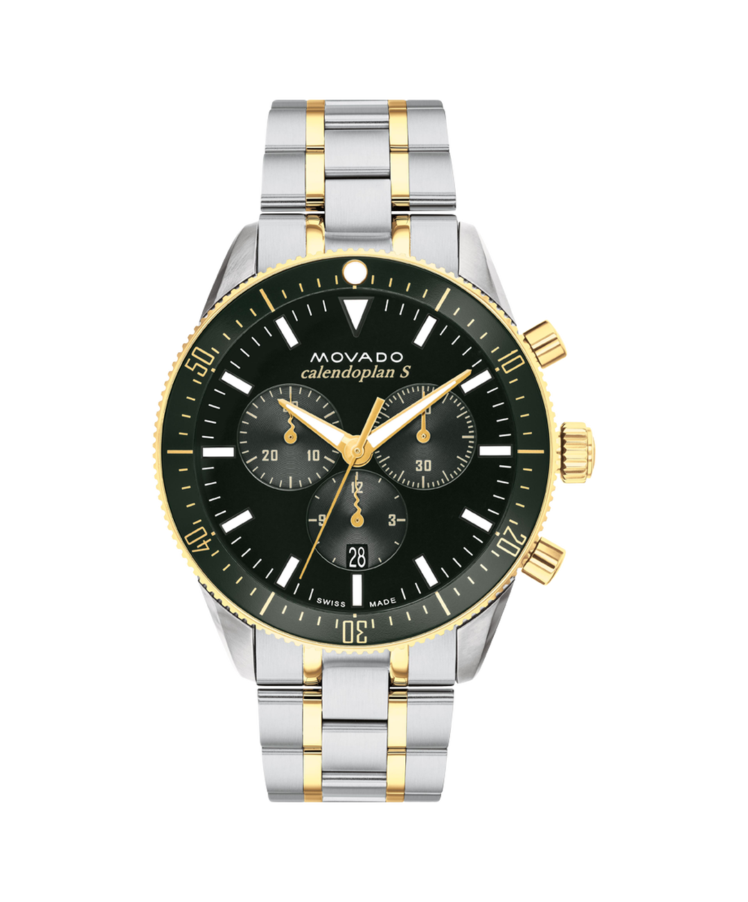 Heritage Calendoplan S Chronograph, Green Dial, Green Dive Bezel, 42mm Gold PVD Stainless Steel Case, Bracelet