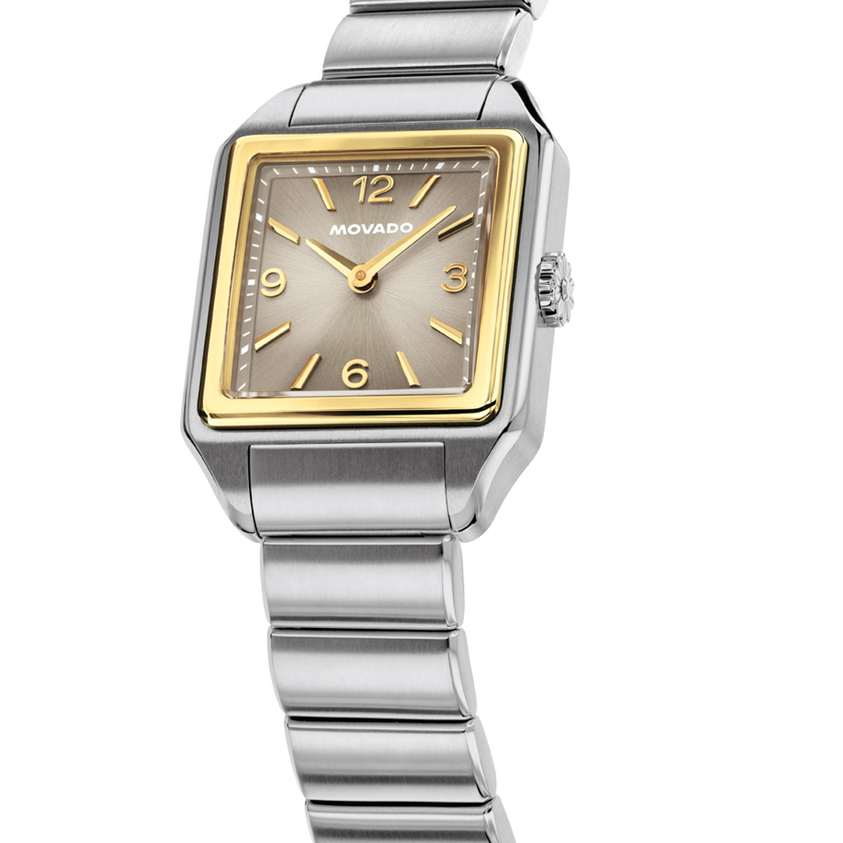 Heritage 1917, Taupe Dial, 25mm x 34.10mm Yellow Gold-Plated Bezel, Bracelet.