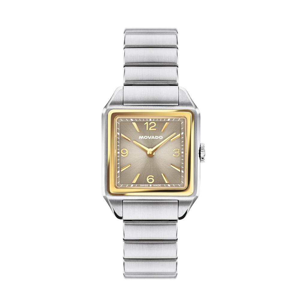 Heritage 1917, Taupe Dial, 25mm x 34.10mm Yellow Gold-Plated Bezel, Bracelet.
