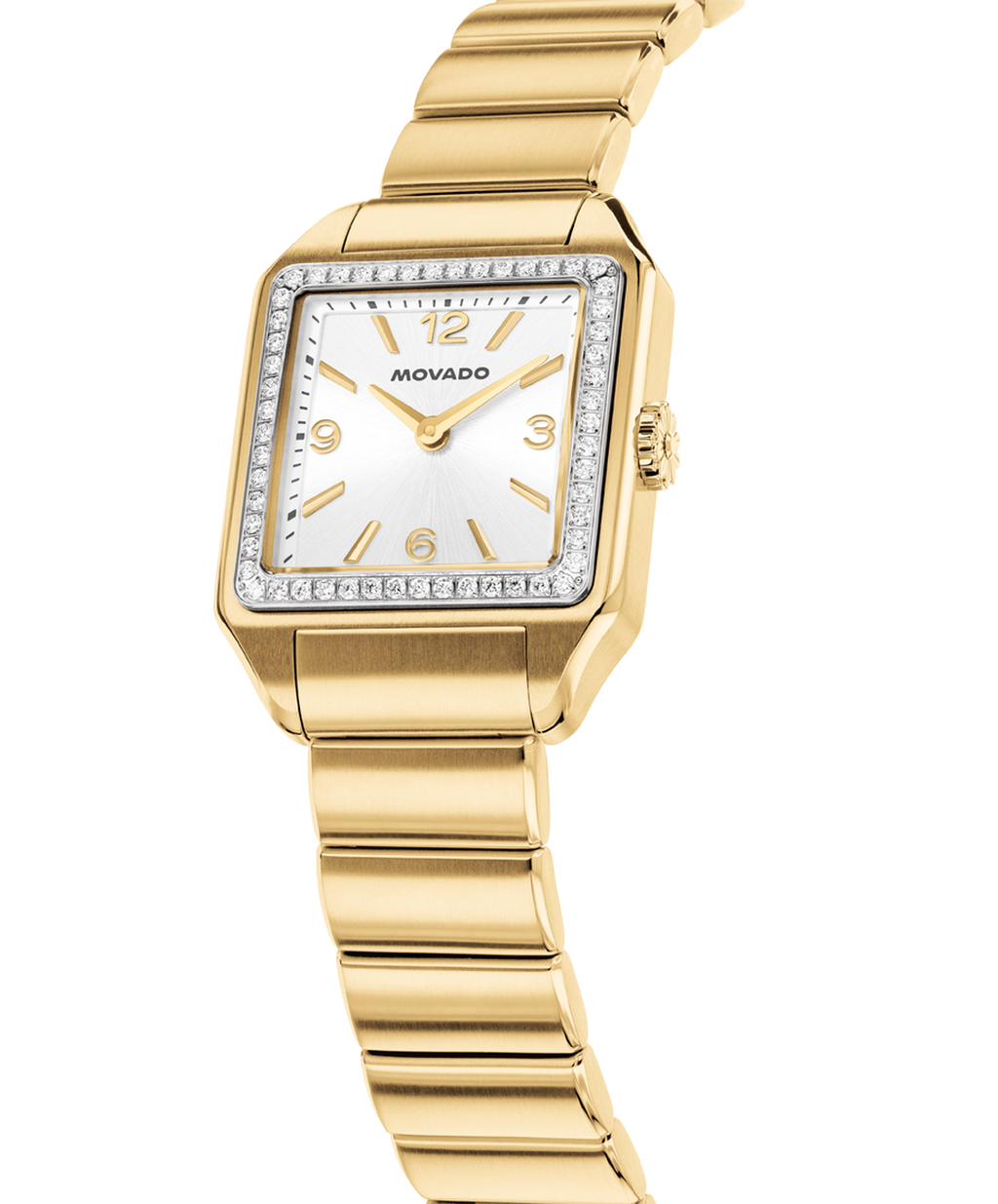 Heritage 1917, Silver Dial, Lab Diamond Bezel,  25mm x 34.10mm Gold PVD Case, Bracelet