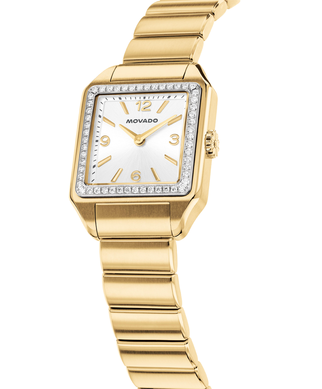Heritage 1917, Silver Dial, Lab Diamond Bezel,  25mm x 34.10mm Gold PVD Case, Bracelet