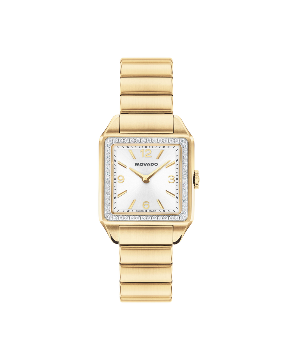 Heritage 1917, Silver Dial, Lab Diamond Bezel,  25mm x 34.10mm Gold PVD Case, Bracelet