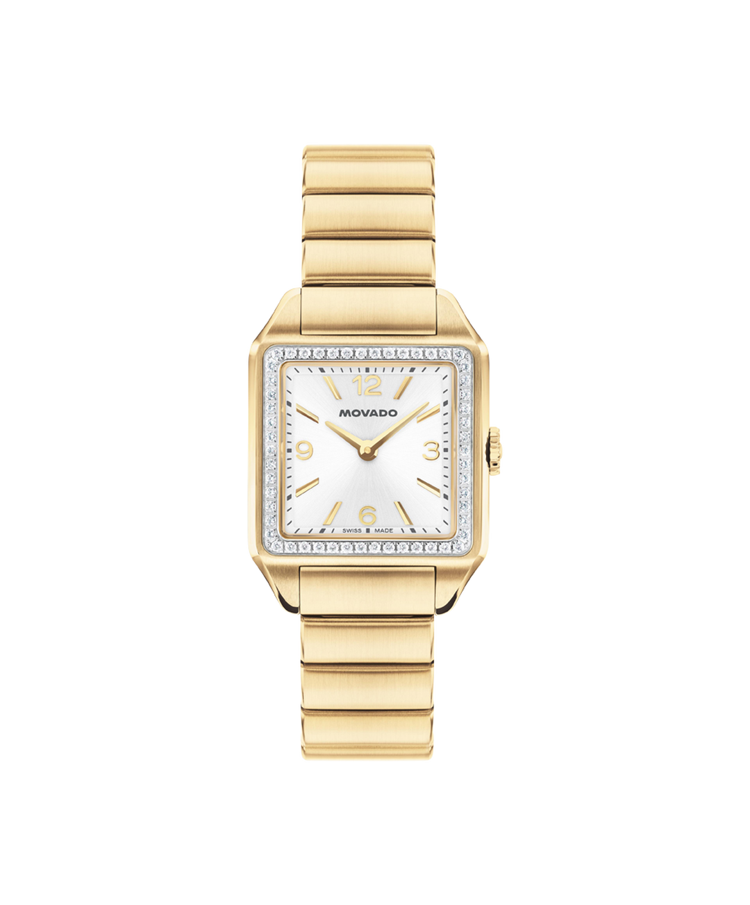 Heritage 1917, Silver Dial, Lab Diamond Bezel,  25mm x 34.10mm Gold PVD Case, Bracelet