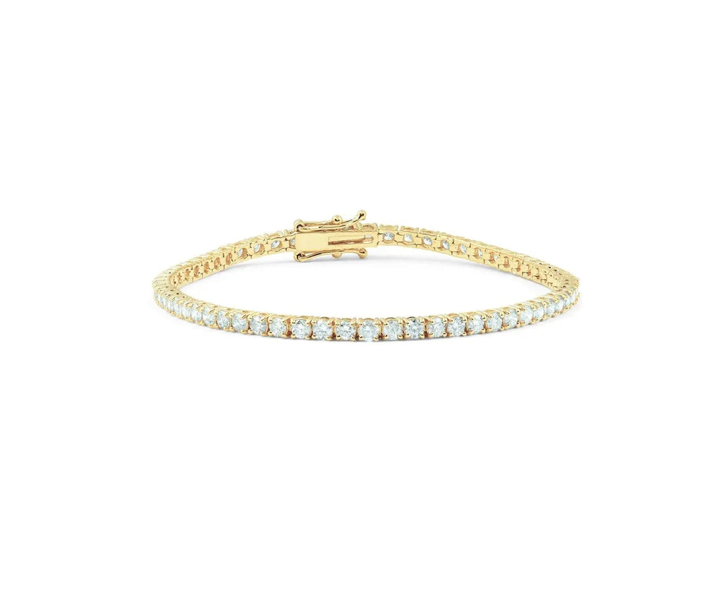 14k Gold Round Brilliant E/F, VS+ Lab Diamond 4-prong, 7 inch tennis bracelet with double lock - Shami Fine Watchmaking & Jewelry
