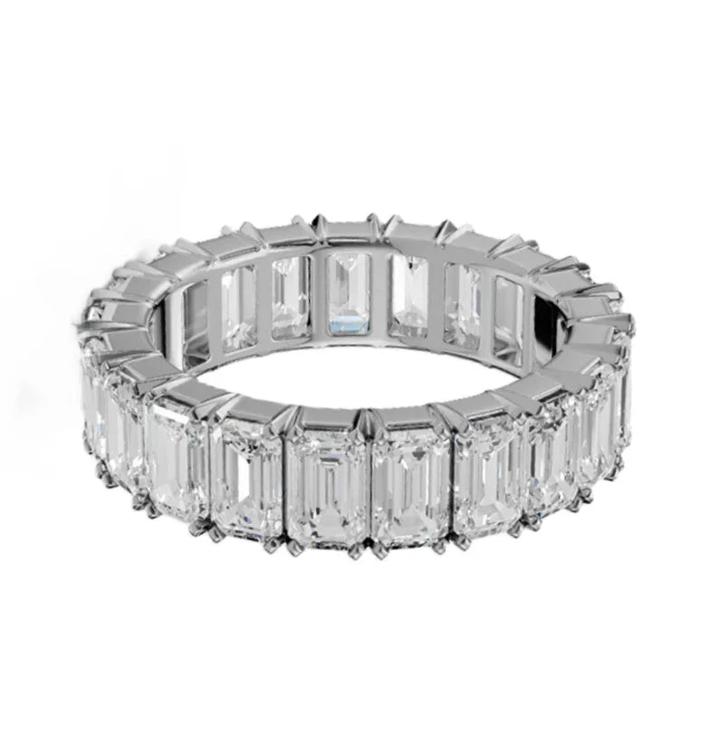 14k Gold Lab Emerald Cut Diamond Common Prong Eternity Band - Shami Fine Watchmaking & Jewelry