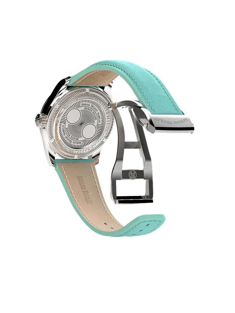 ARMAND NICOLET M03-4, Quartz Moon Phase Ronda 708 with Aqua Volcanic Sand Dial - Shami Fine Watchmaking & Jewelry