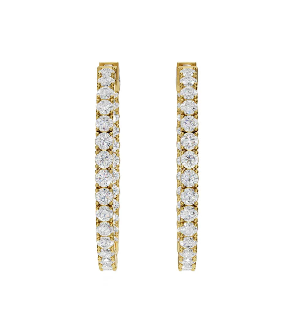 14k Gold Round Brilliant Lab Diamond Round hinged earrings. - Shami Fine Watchmaking & Jewelry