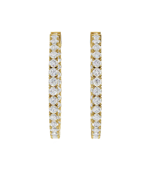 14k Gold Round Brilliant Lab Diamond Round hinged earrings. - Shami Fine Watchmaking & Jewelry