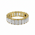 14k Gold Lab Emerald Cut Diamond Common Prong Eternity Band - Shami Fine Watchmaking & Jewelry