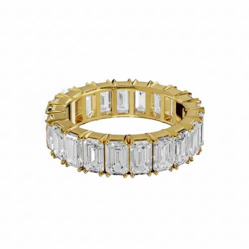 14k Gold Lab Emerald Cut Diamond Common Prong Eternity Band - Shami Fine Watchmaking & Jewelry