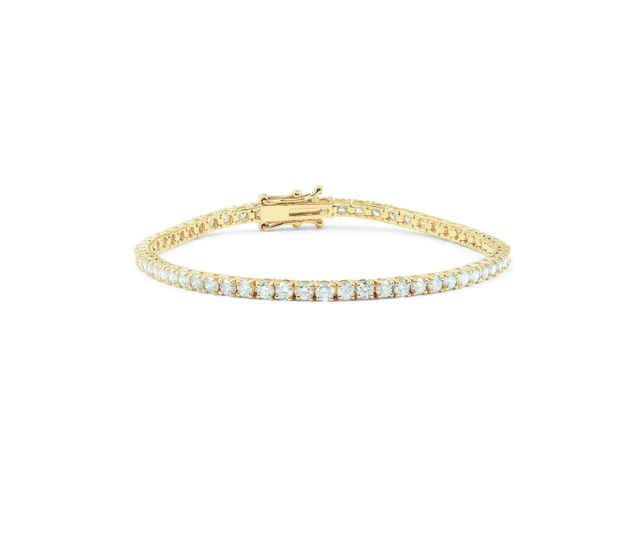 14k Gold Round Brilliant E/F, VS+ Lab Diamond 4-prong, 7 inch tennis bracelet with double lock - Shami Fine Watchmaking & Jewelry