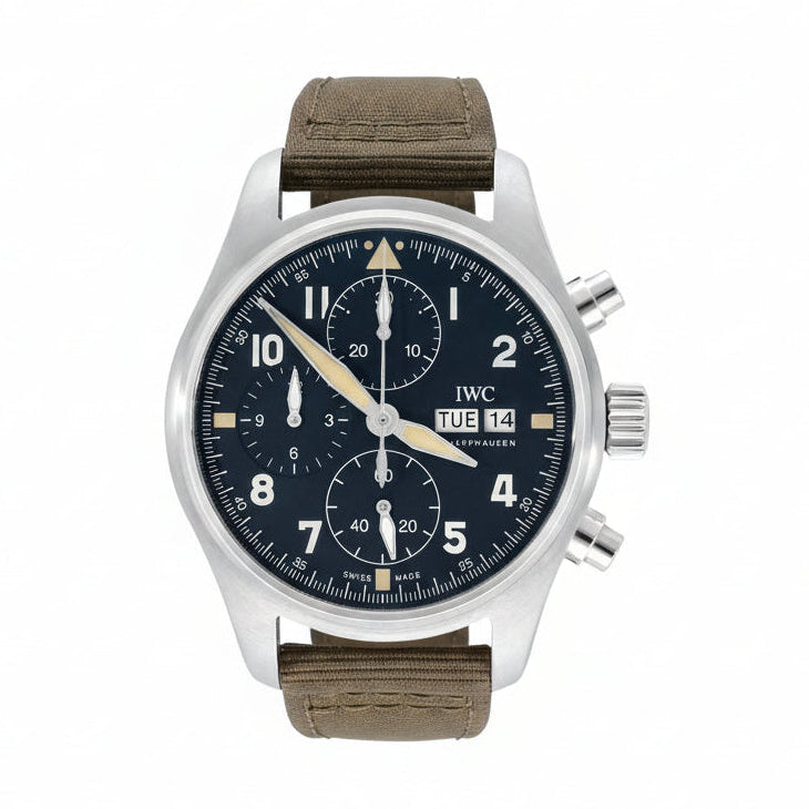 IWC Pilot Spitfire IW387901 41mm Stainless Steel Automatic, Chronograph Black Dial - Shami Fine Watchmaking & Jewelry