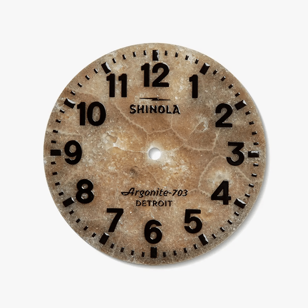 Shinola Runwell Argonite 703 quartz 41mm Petoskey Dial, Leather Strap