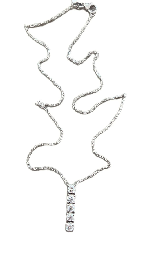 1.25 carat natural diamond vertical bar necklace in 14k gold - Shami Fine Watchmaking & Jewelry