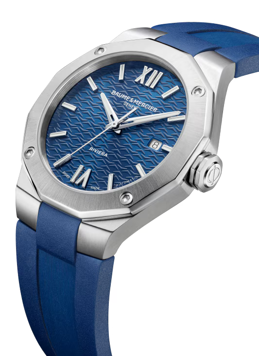Riviera 10619 Automatic, Date Display, 42mm Steel Case, Rubber Strap