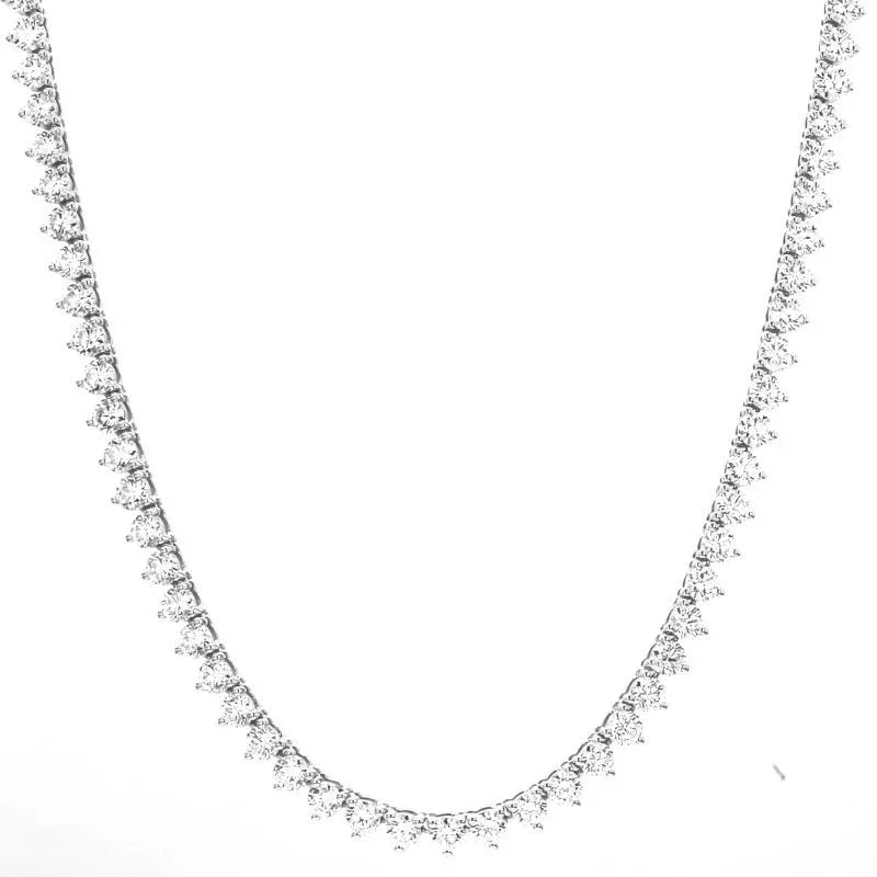 18k white gold, 3-prong, 5 carat 51 natural diamond tennis necklace - Shami Fine Watchmaking & Jewelry