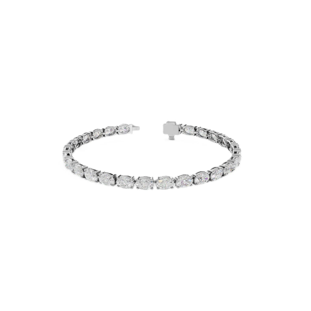 14k Gold Oval Brilliant Cut E/F, VS+ East-West Lab Diamond Tennis Bracelet - Shami Fine Watchmaking & Jewelry