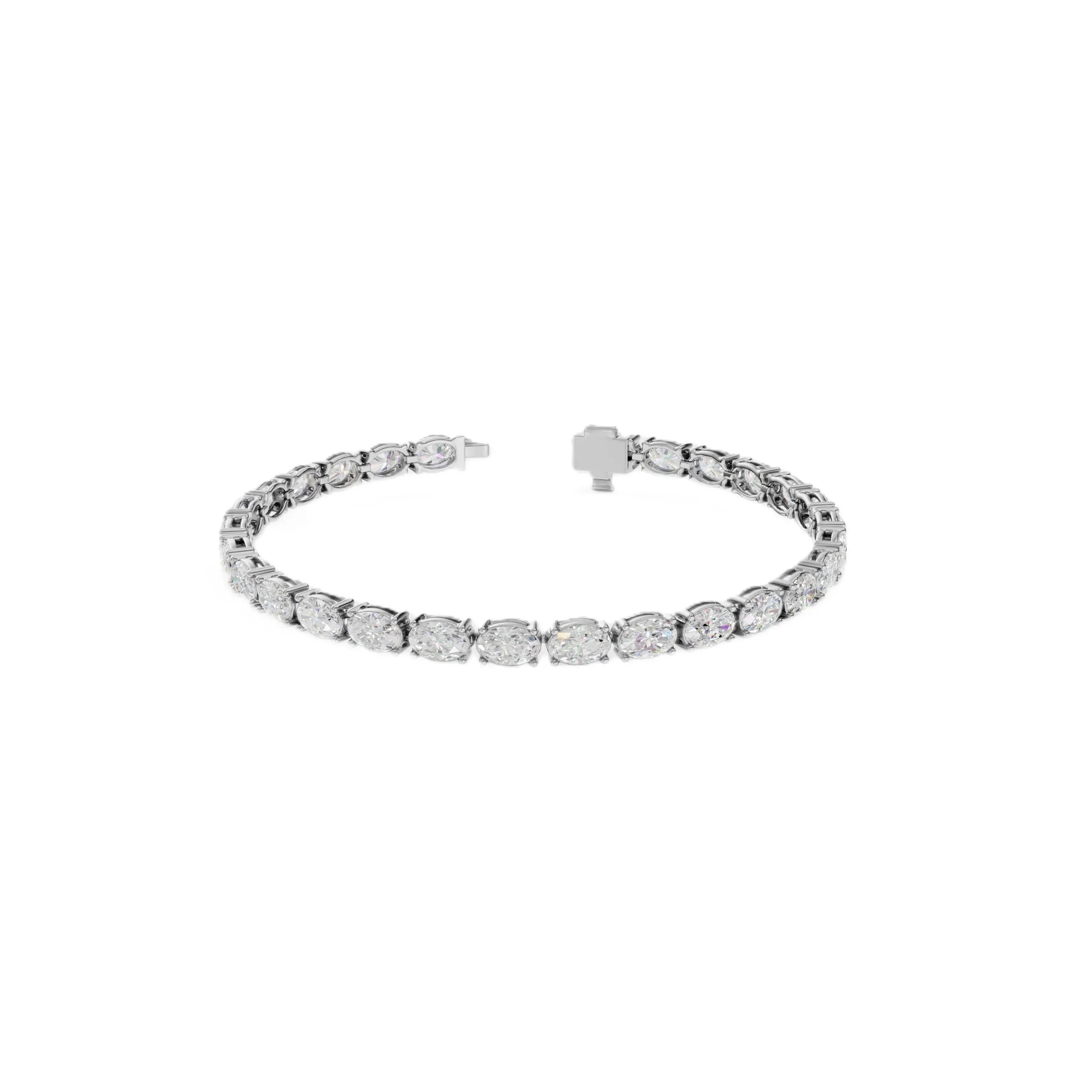 14k Gold Oval Brilliant Cut E/F, VS+ East-West Lab Diamond Tennis Bracelet - Shami Fine Watchmaking & Jewelry