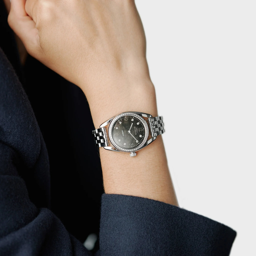 Shinola Diamond Derby 30.5mm Diamond Bezel and Black Diamond Dial, Stainless Steel