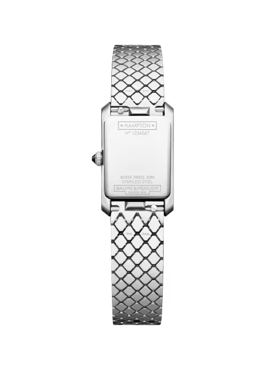 Hampton 10862 28mm x 17.75mm Steel Case, Quartz, Diamond Bezel Black Sunray Dial, Steel Bracelet