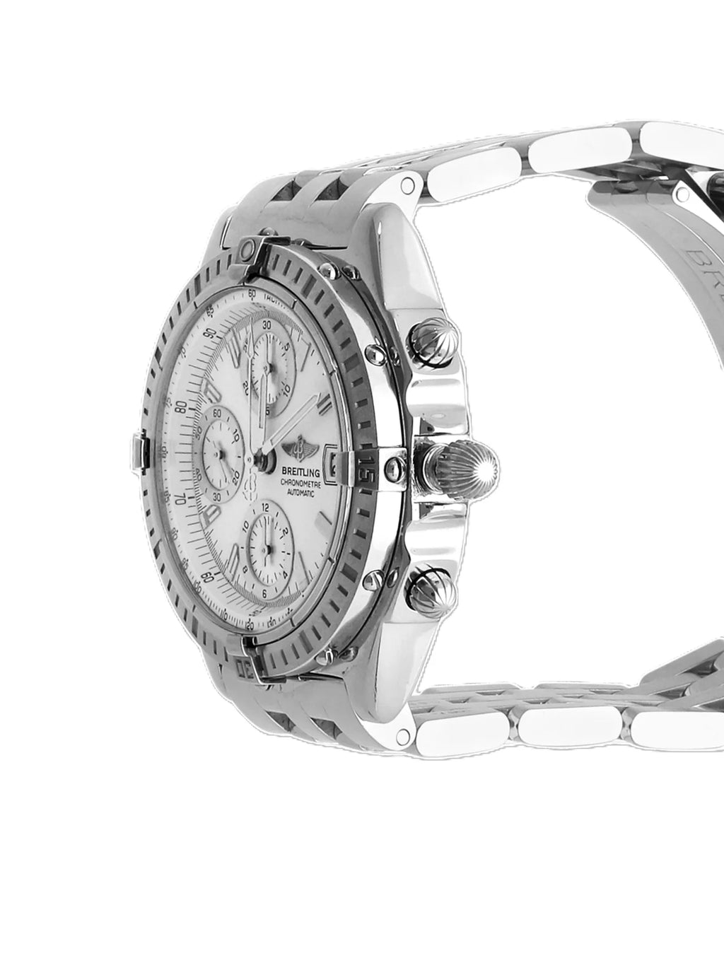 Breitling Chronomat Chronograph Date A13352, 39mm Stainless Steel, Automatic, White Dial - Shami Fine Watchmaking & Jewelry