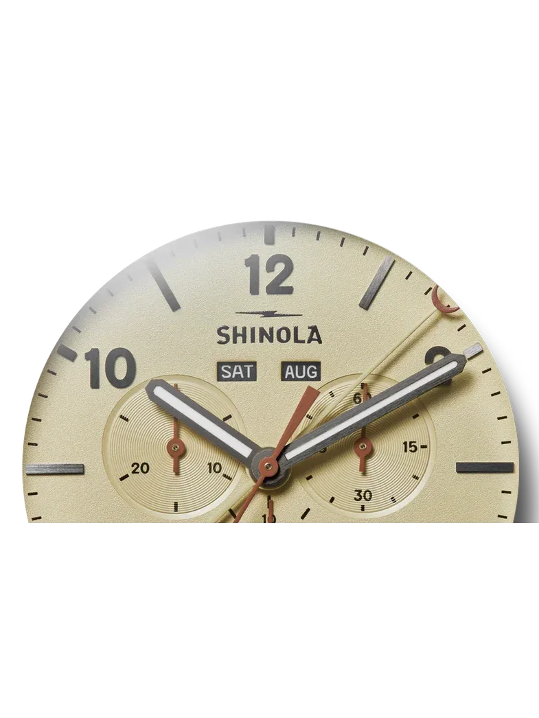 Shinola Canfield Sport chrono quartz 45mm cream dial strap - Shami Fine Watchmaking & Jewelry