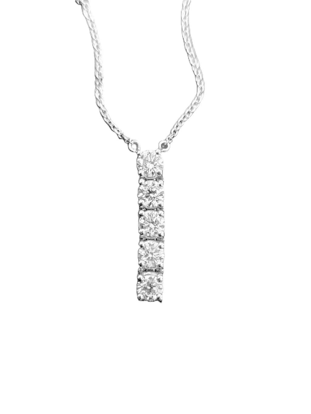 1.25 carat natural diamond vertical bar necklace in 14k gold - Shami Fine Watchmaking & Jewelry