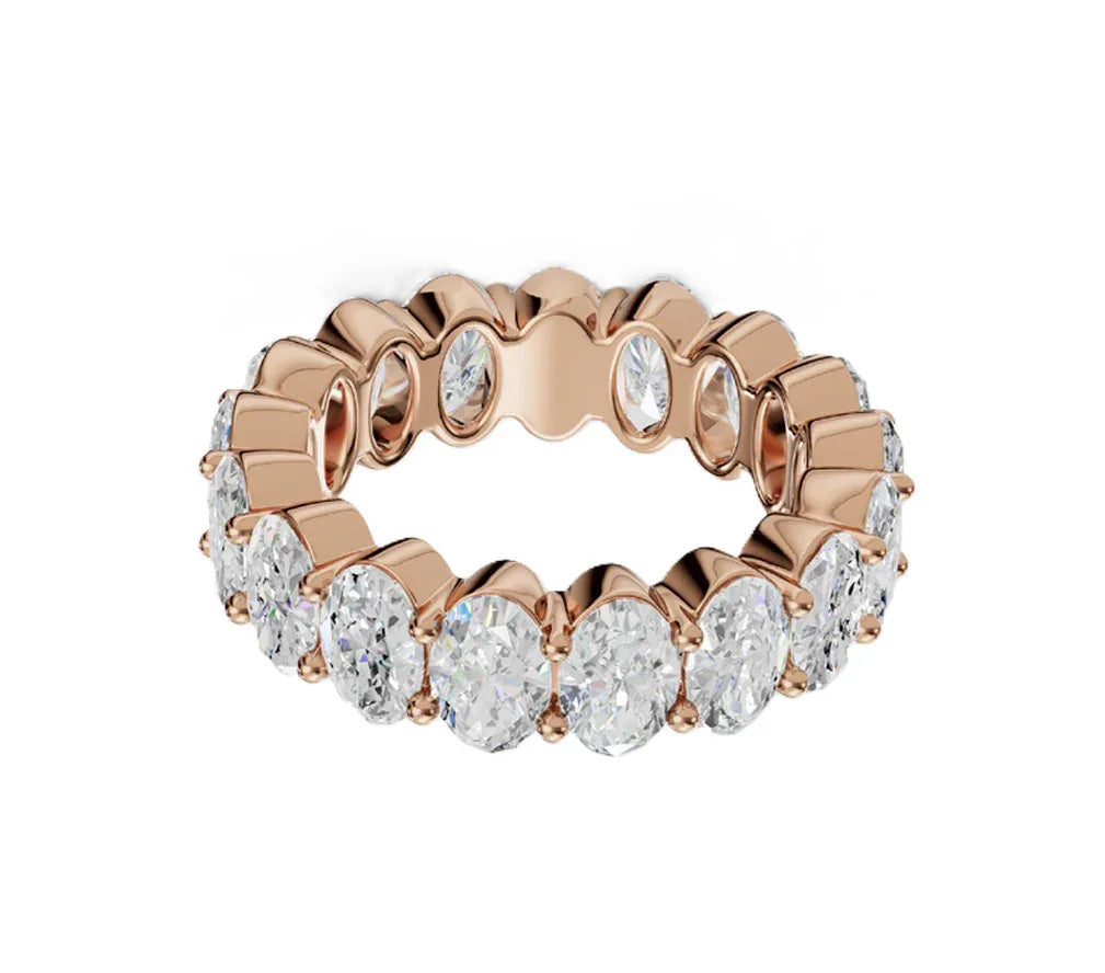 14k Gold Lab Oval Diamond Common Prong Eternity Band - Shami Fine Watchmaking & Jewelry