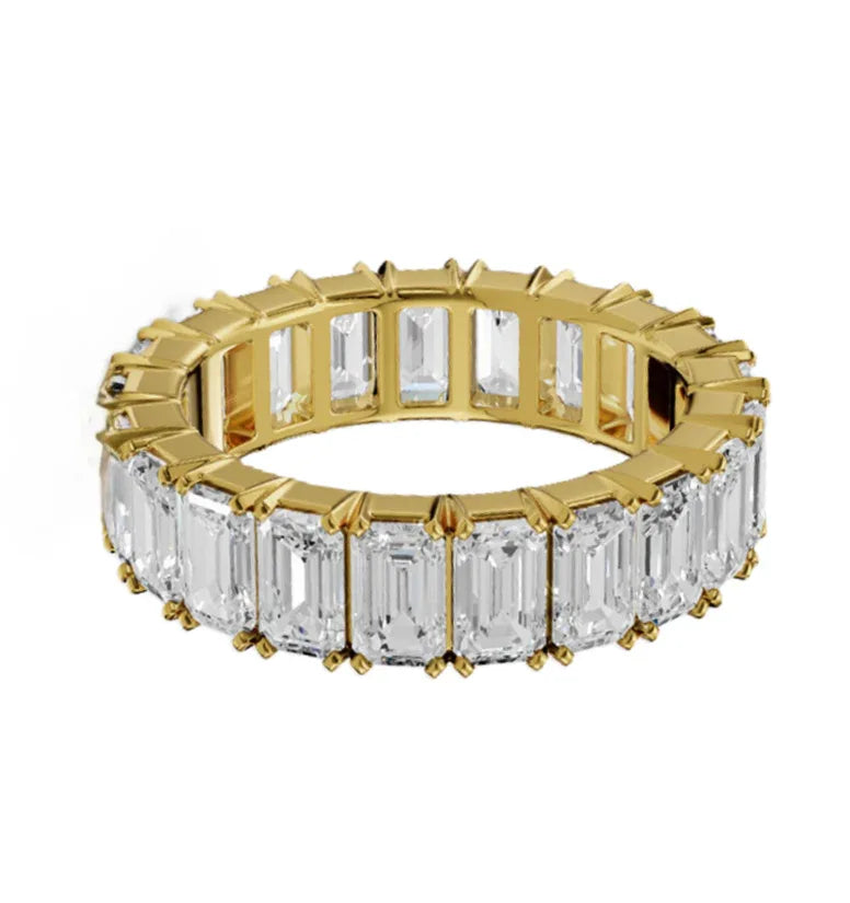 14k Gold Lab Emerald Cut Diamond Common Prong Eternity Band - Shami Fine Watchmaking & Jewelry