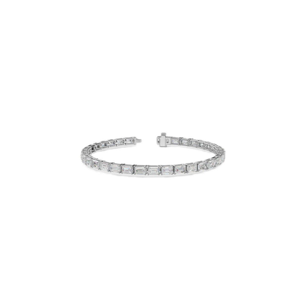 14k Gold Emerald Cut E/F, VS+ East-West Lab Diamond Tennis Bracelet - Shami Fine Watchmaking & Jewelry
