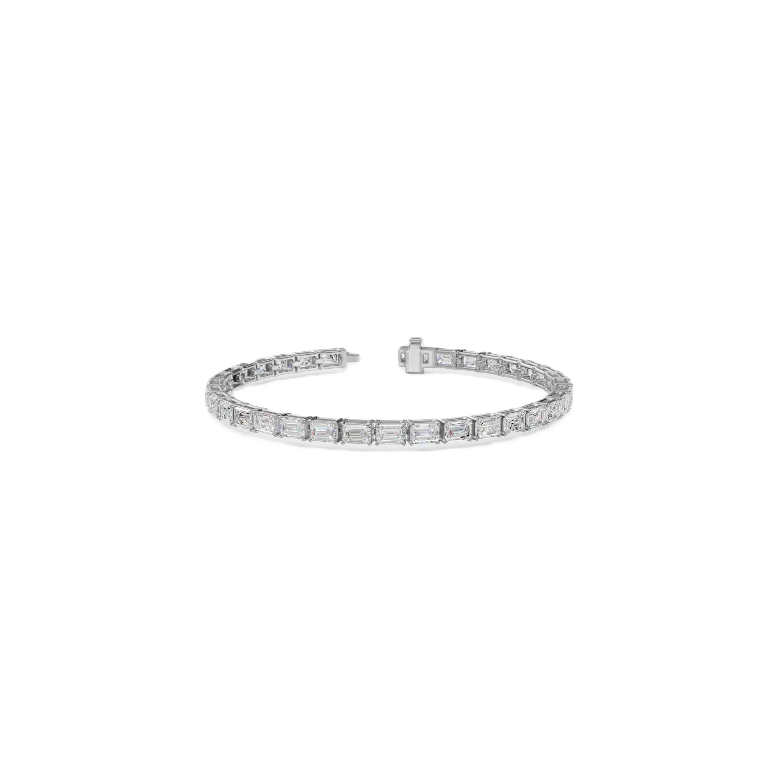14k Gold Emerald Cut E/F, VS+ East-West Lab Diamond Tennis Bracelet - Shami Fine Watchmaking & Jewelry