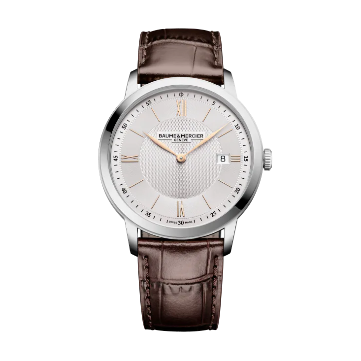 Classima 10882, 40mm Steel Case & Back, Silver Sun Dial, Quartz, Leather
