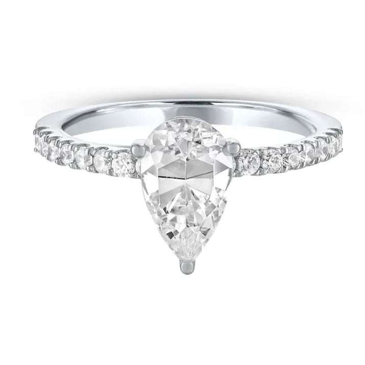18k White Gold IGI 3.50 carat E VS1 Pear Brilliant Lab Diamond Ring - Shami Fine Watchmaking & Jewelry