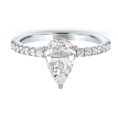 18k White Gold IGI 3.50 carat E VS1 Pear Brilliant Lab Diamond Ring - Shami Fine Watchmaking & Jewelry