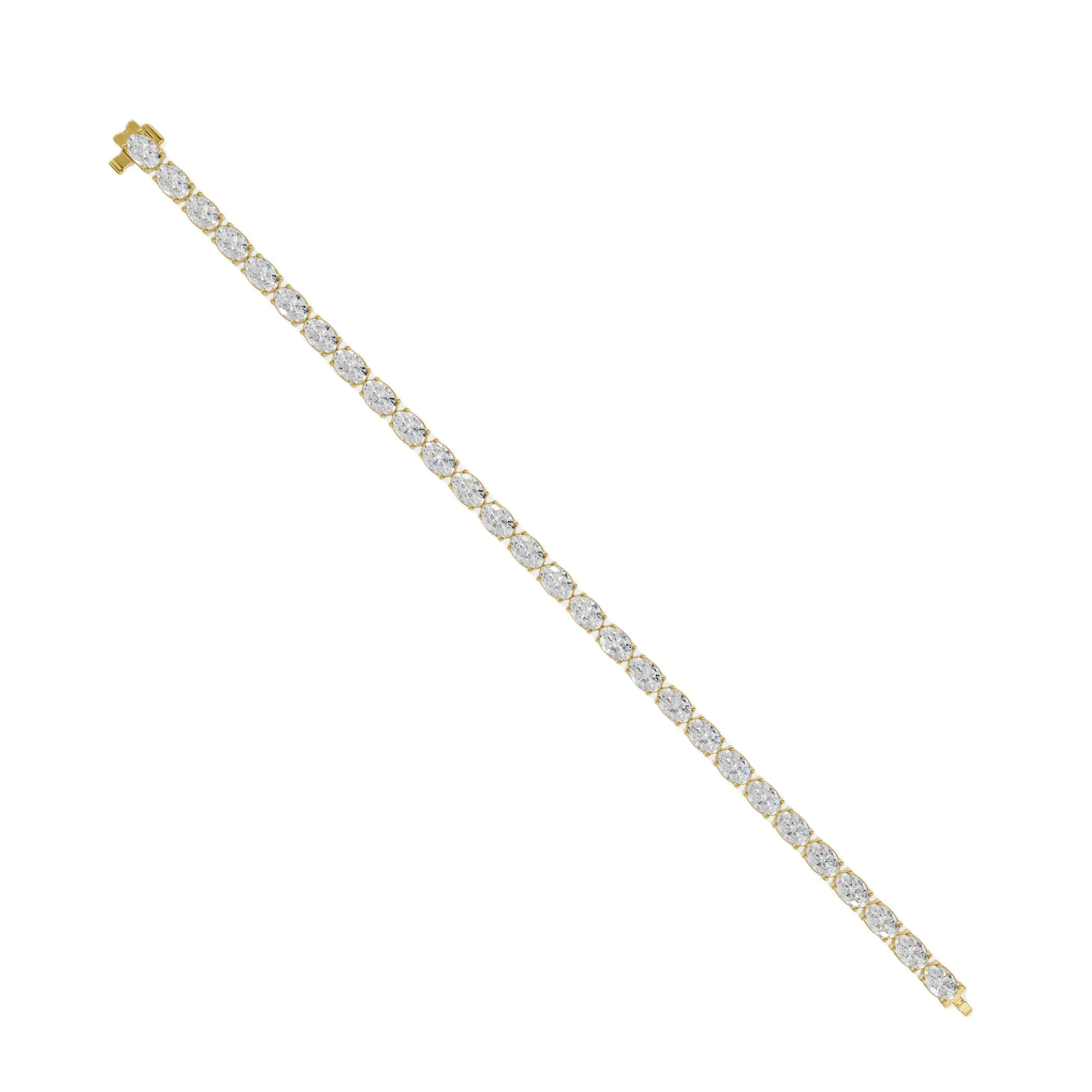 14k Gold Oval Brilliant Cut E/F, VS+ East-West Lab Diamond Tennis Bracelet - Shami Fine Watchmaking & Jewelry