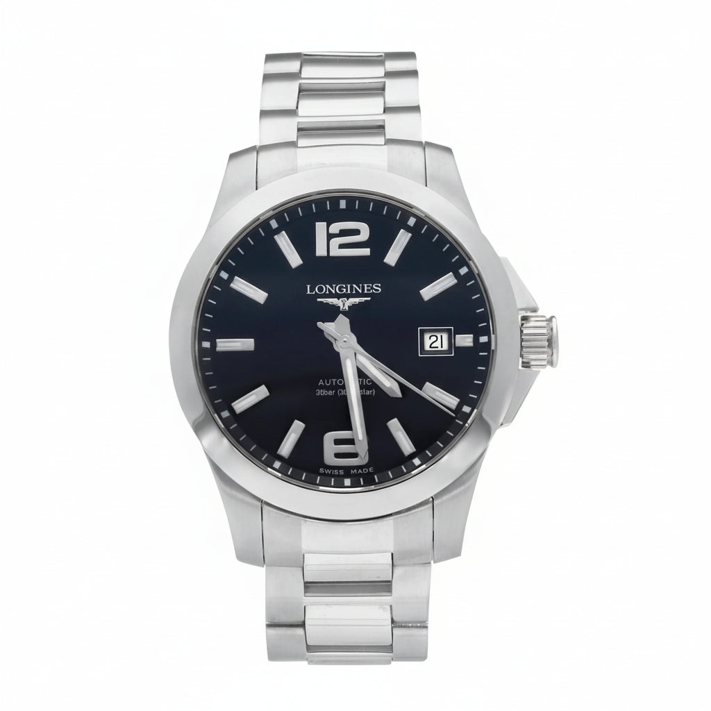 Longines L367645 Conquest 39mm Stainless Steel, Automatic, Black Dial - Shami Fine Watchmaking & Jewelry