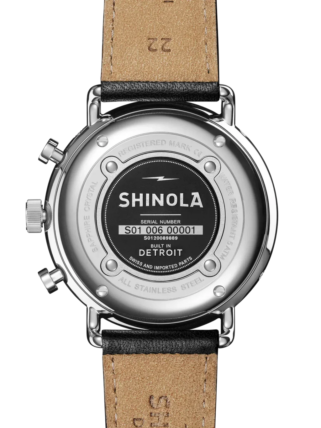 Shinola Canfield Sport chrono quartz 45mm black dial strap - Shami Fine Watchmaking & Jewelry