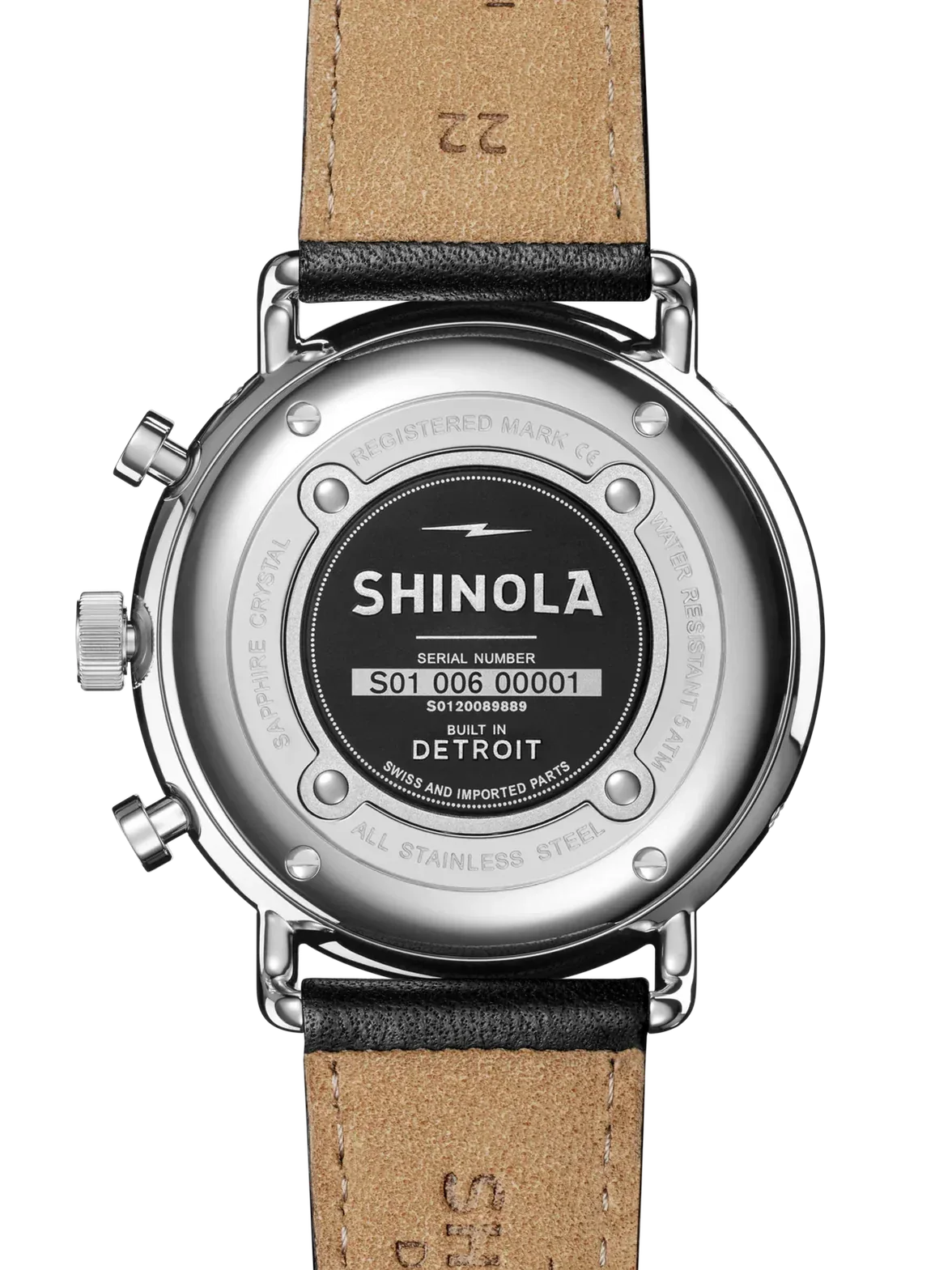 Shinola Canfield Sport chrono quartz 45mm black dial strap - Shami Fine Watchmaking & Jewelry