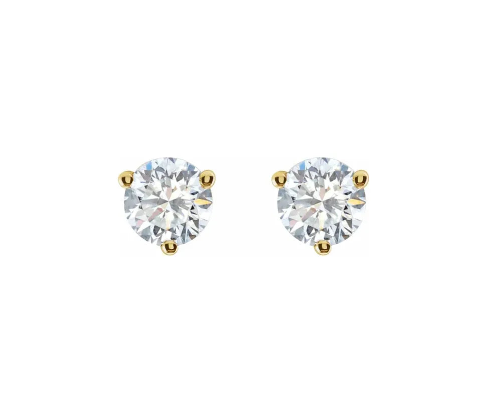 14k Gold IGI F/VS+ Round Brilliant Lab Diamond Stud Earrings - Shami Fine Watchmaking & Jewelry