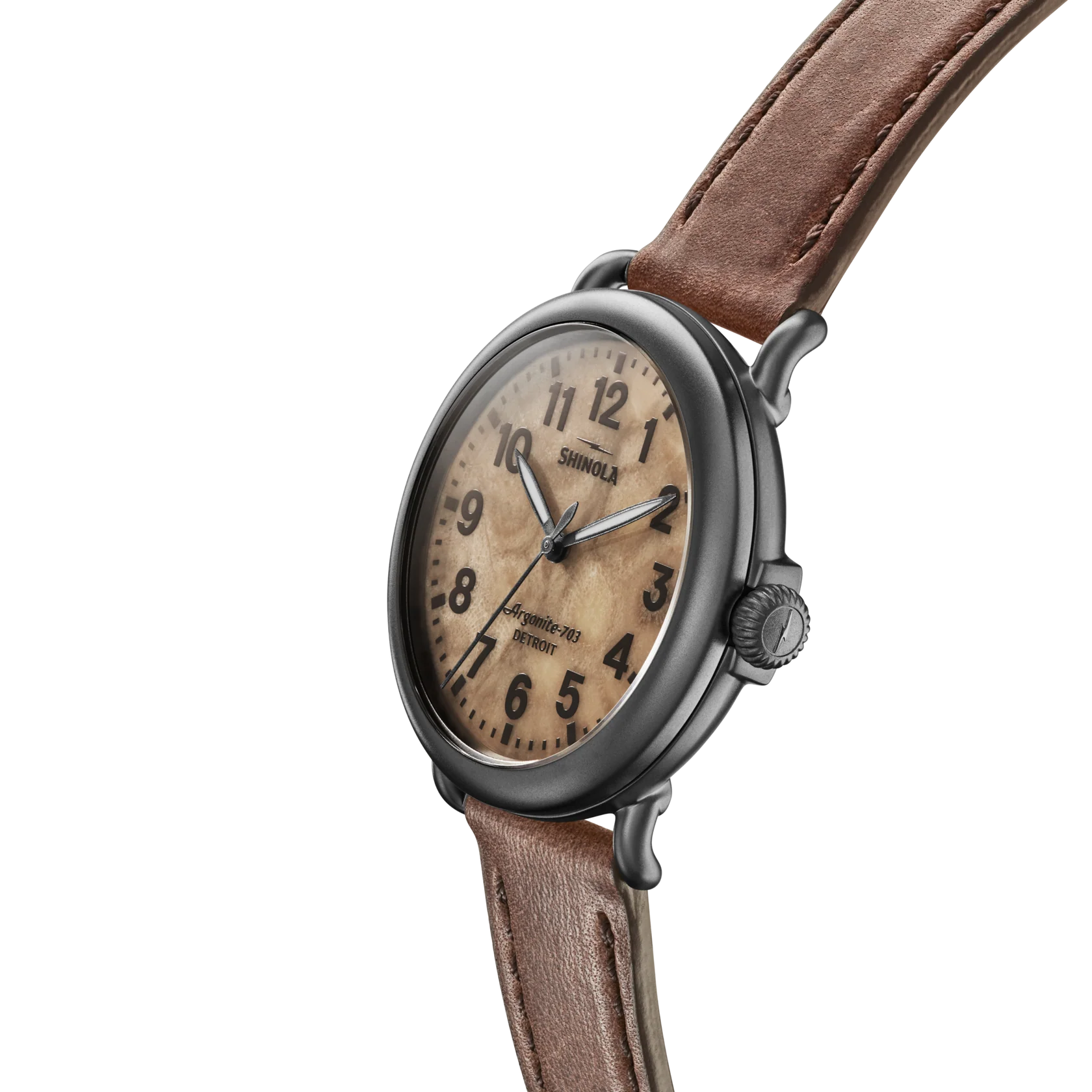 Shinola Runwell Argonite 703 quartz 41mm Petoskey Dial, Leather Strap