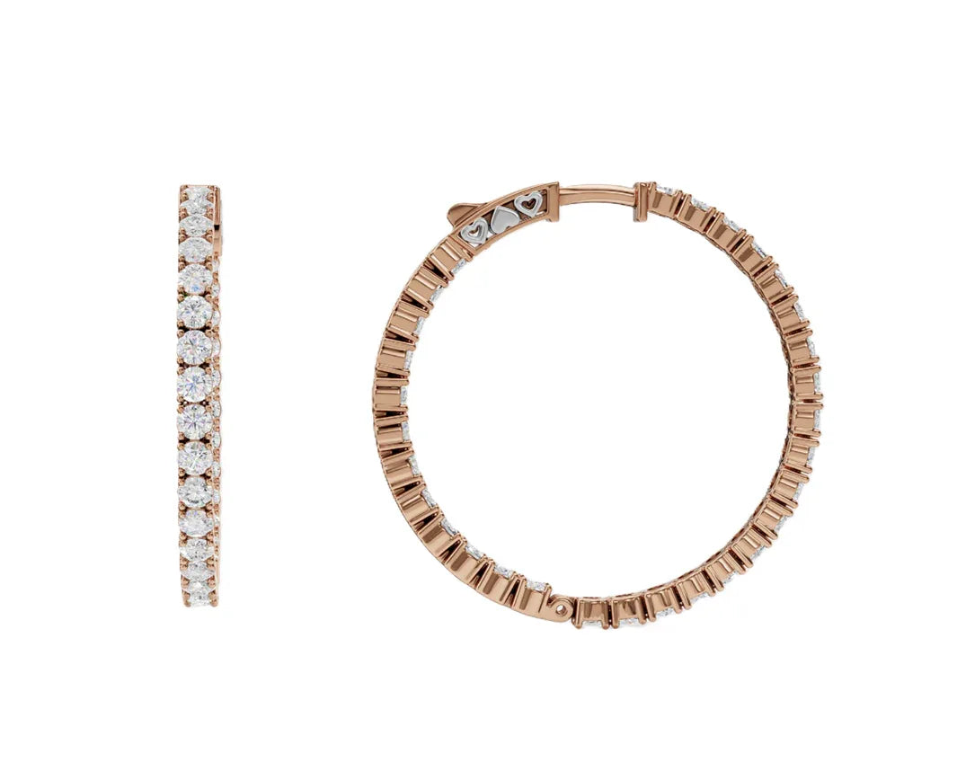 14k Gold Round Brilliant Lab Diamond Round hinged earrings. - Shami Fine Watchmaking & Jewelry